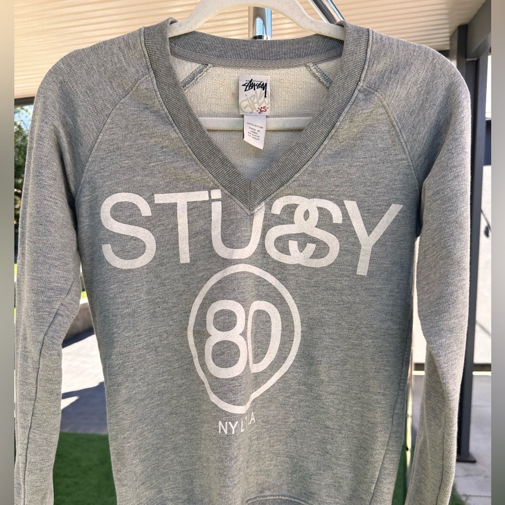 Stussy girls grey logo sweatshirt